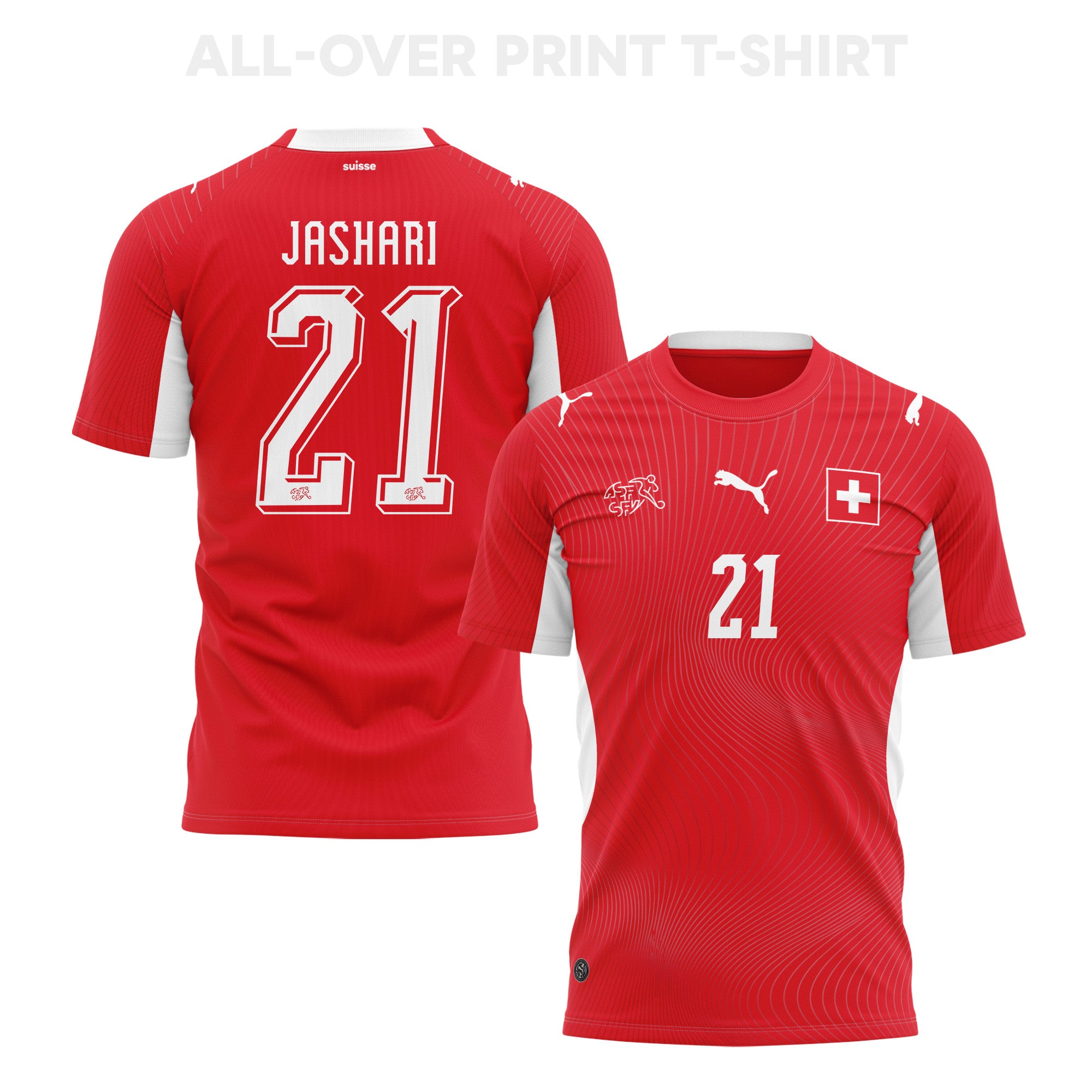 Ardon Jashari 21 Switzerland 2026 Home 3D T-Shirt Fully Printed – Unisex, Red