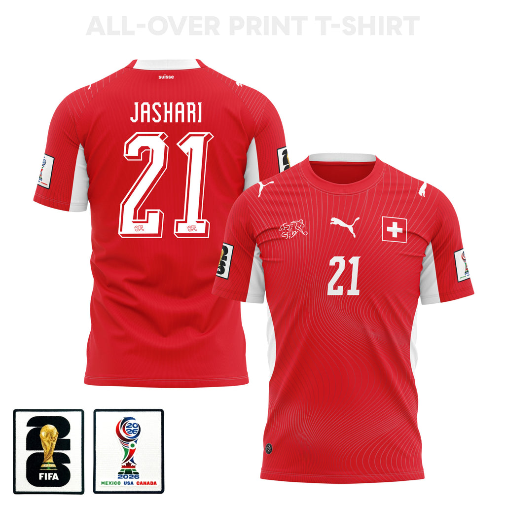 Ardon Jashari 21 Switzerland 2026 Home 3D T-Shirt Fully Printed – Unisex, Red