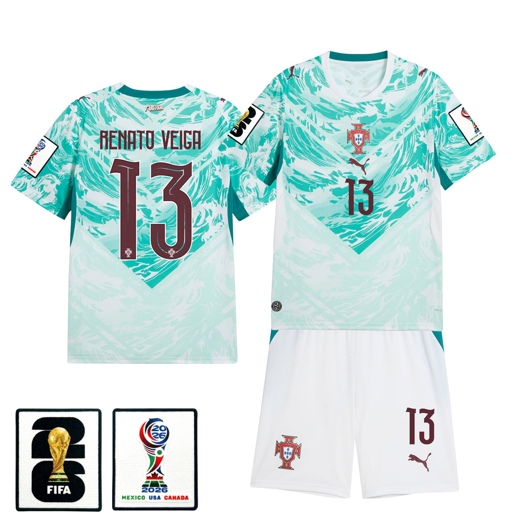 Renato Veiga 13 Portugal 2026 Away Men Jersey & Shorts Set – White