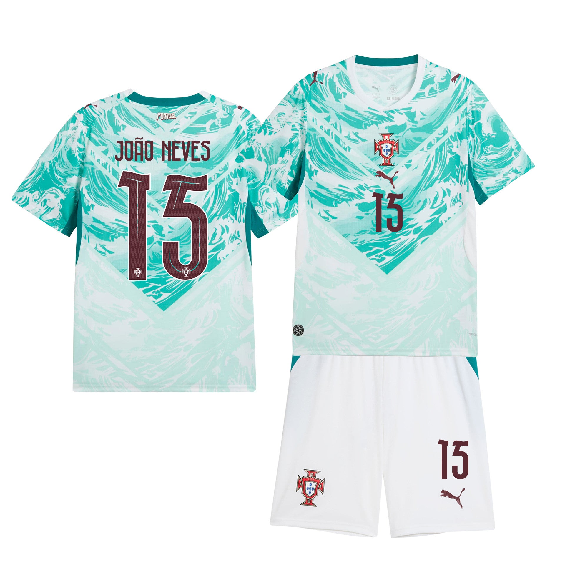 João Neves 15 Portugal 2026 Away Men Jersey & Shorts Set – White