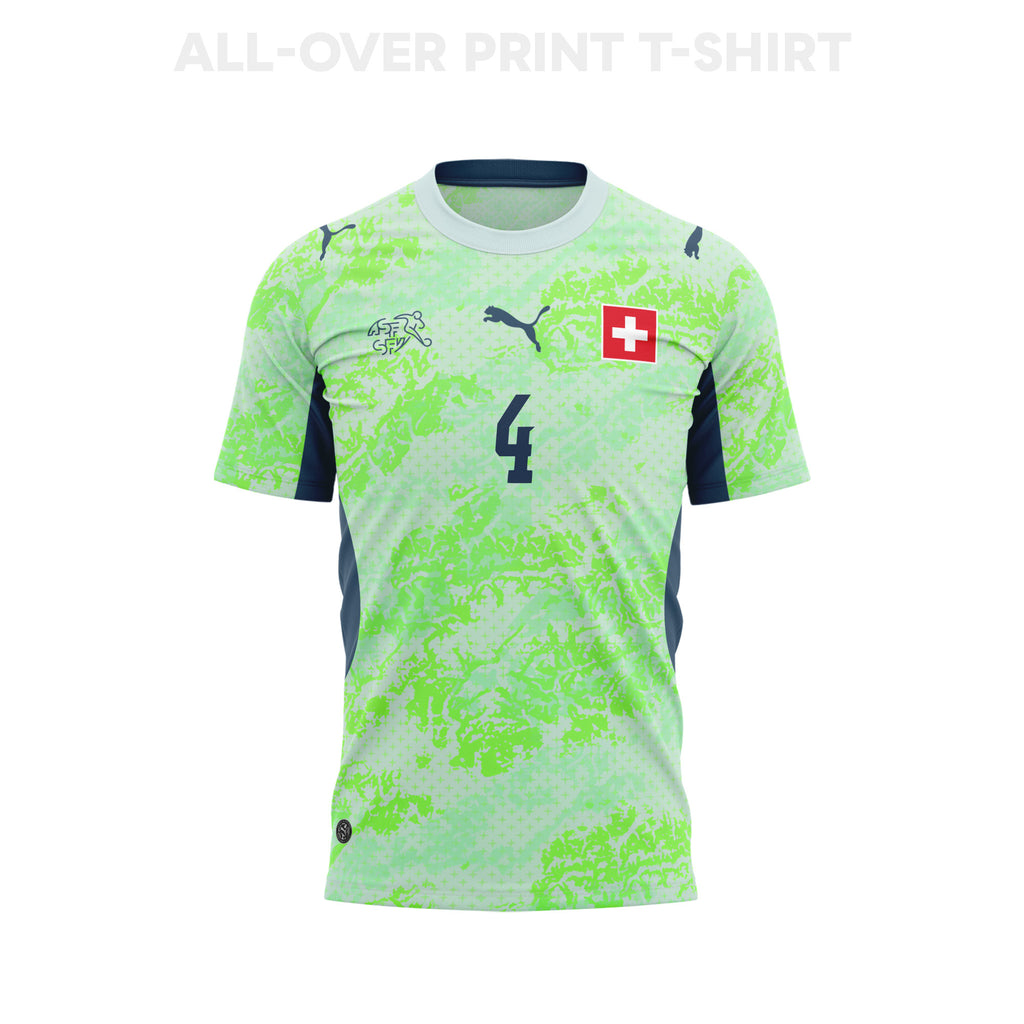 Miro Muheim 4 Youth Switzerland 2026 Away 3D T-shirt Fully Printed – Green