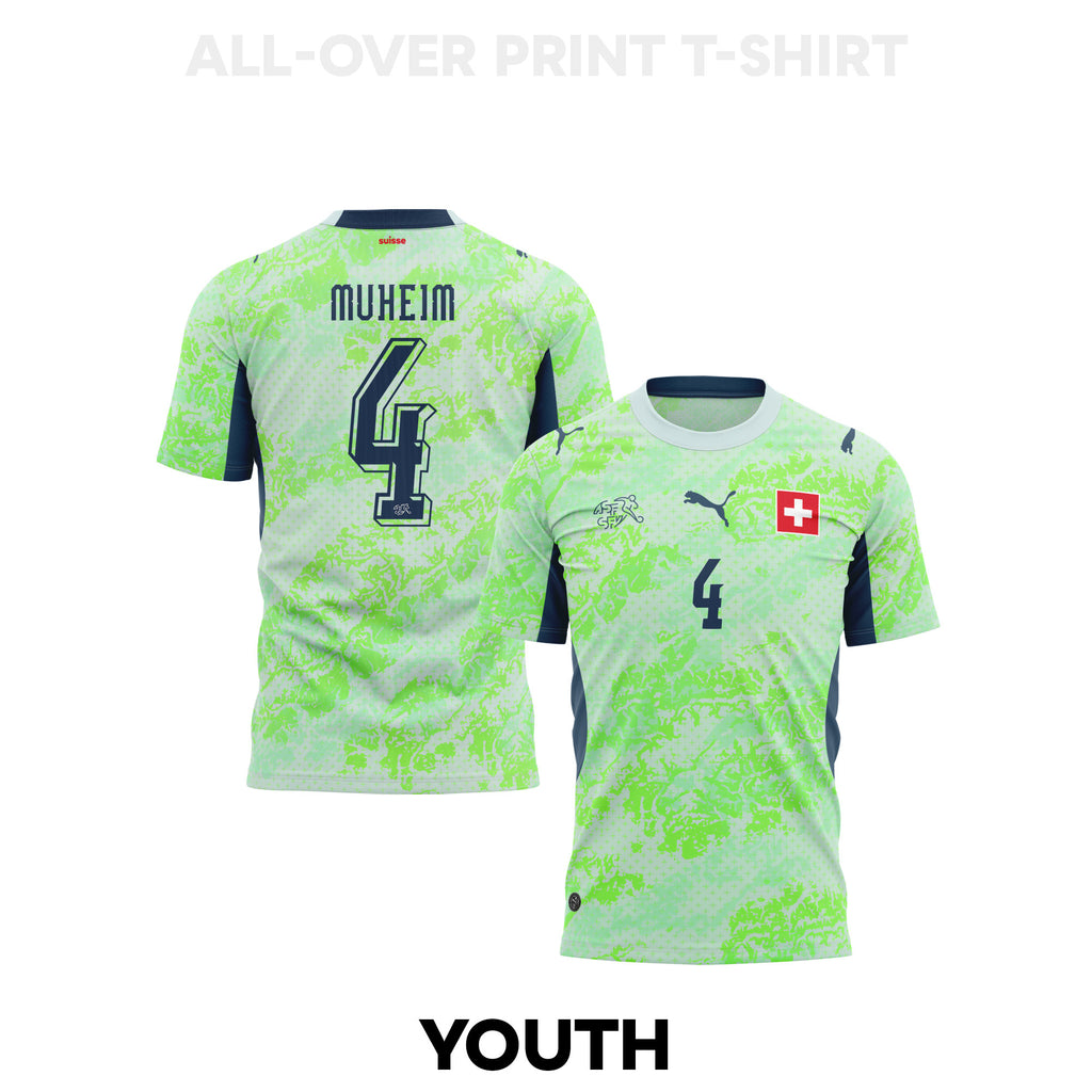 Miro Muheim 4 Youth Switzerland 2026 Away 3D T-shirt Fully Printed – Green