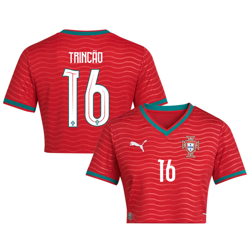 Francisco Trincão 16 Portugal 2026 Home Women's Cropped Jersey - Red