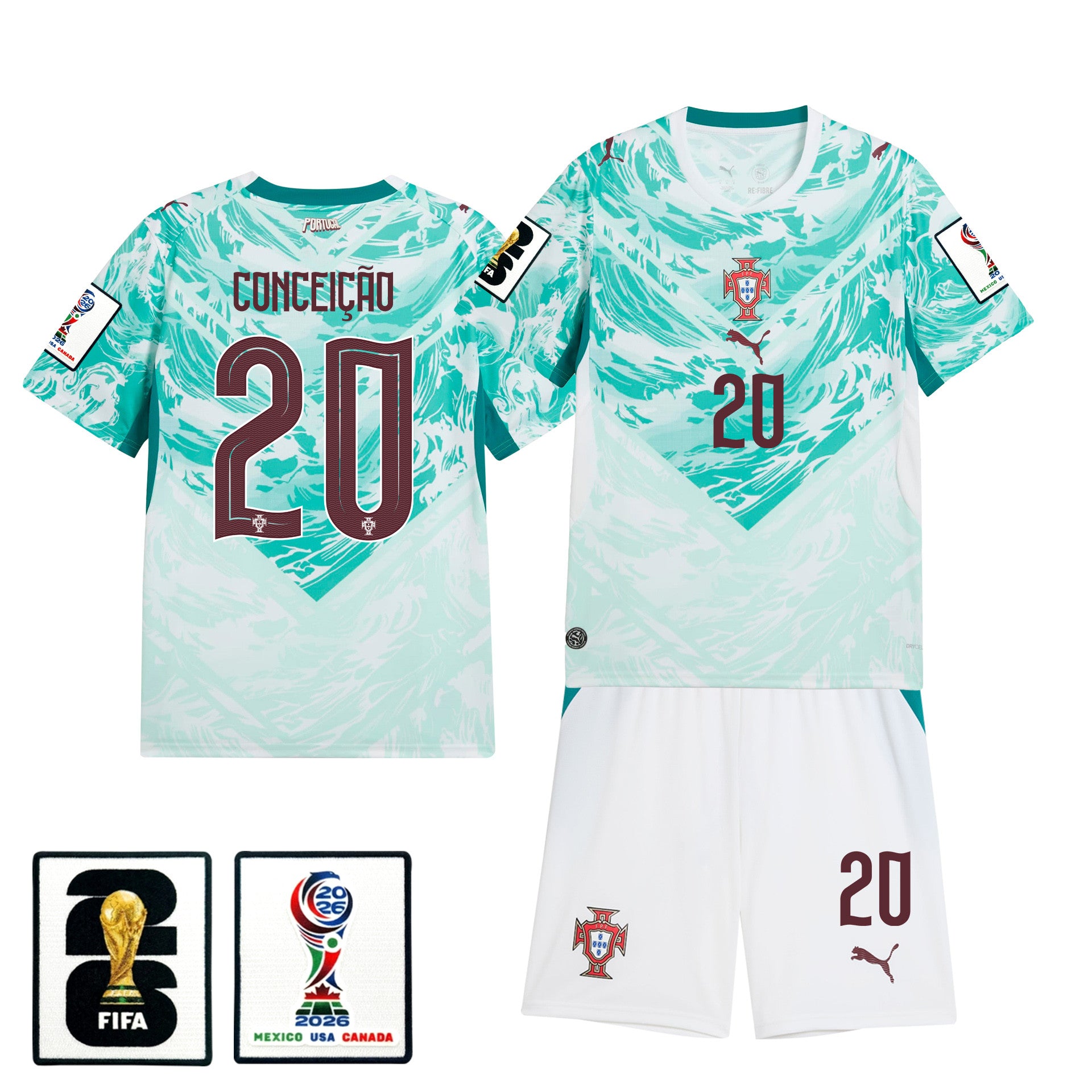 Francisco Conceição 20 Portugal 2026 Away Men Jersey & Shorts Set – White