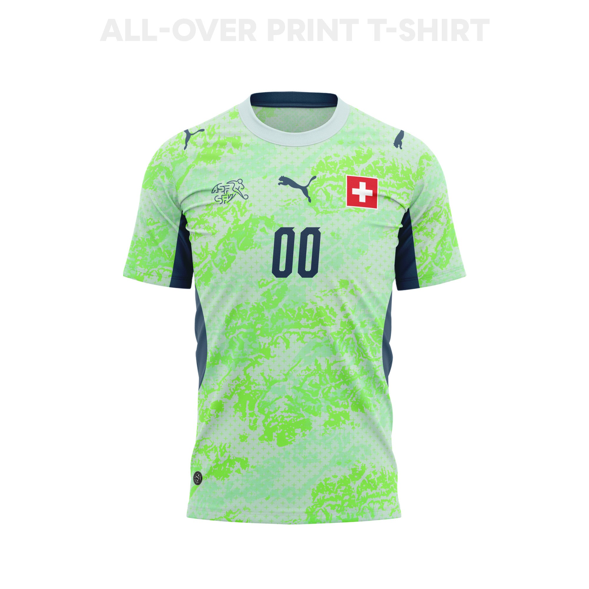 Switzerland 2026 Youth Away 3D T-shirt Fully Printed – Personalized – Green