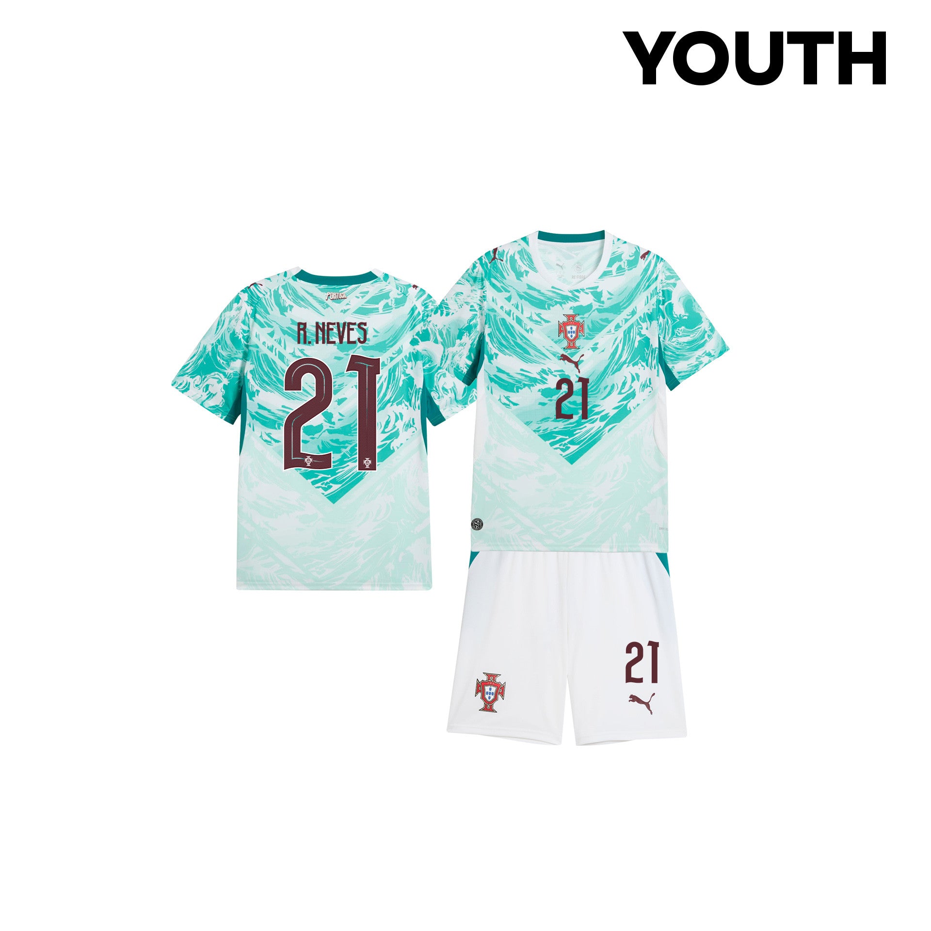 Rúben Neves 21 Portugal 2026 Youth Away Jersey & Shorts Set - White