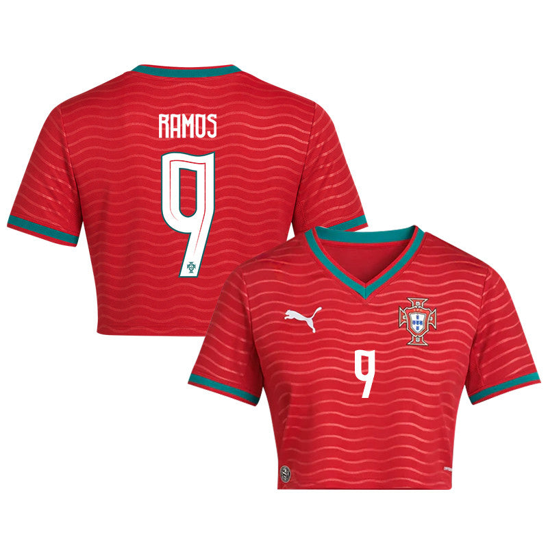 Gonçalo Ramos 9 Portugal 2026 Home Women's Cropped Jersey - Red