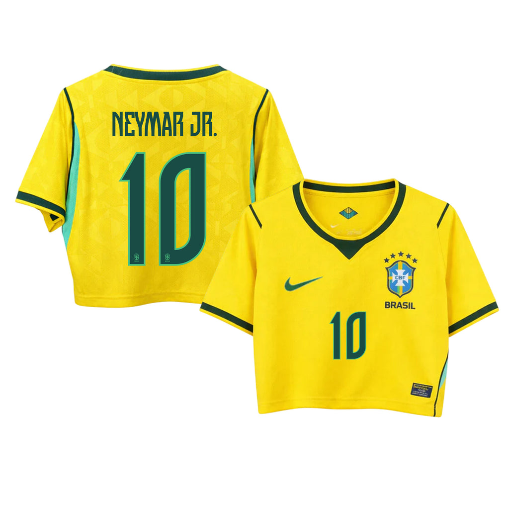 Neymar 10 Brazil 2026 Home Women's Cropped Jersey - Yellow