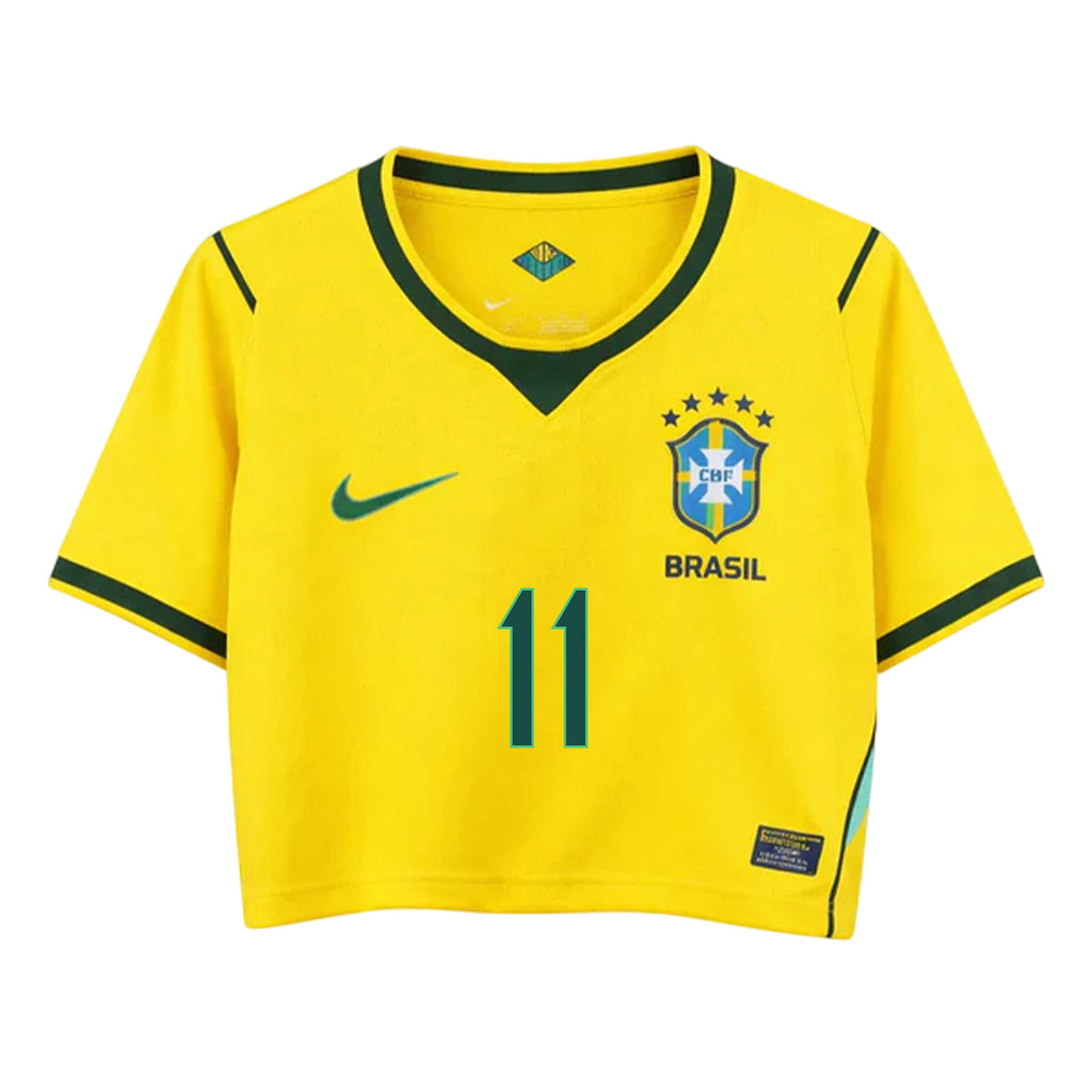 Raphinha 11 Brazil 2026 Home Women's Cropped Jersey - Yellow