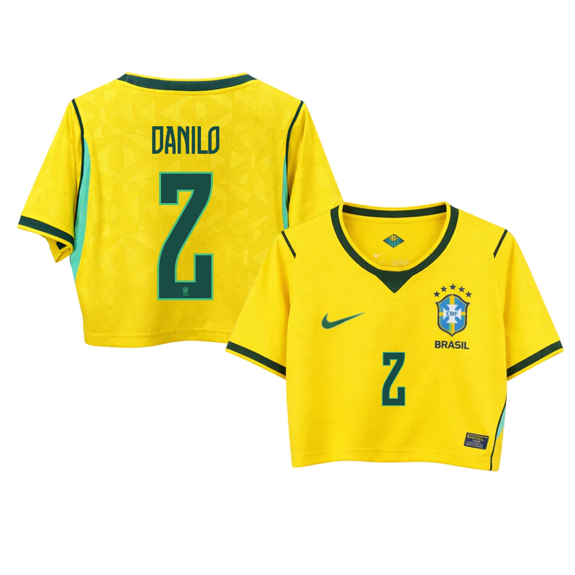 Danilo 2 Brazil 2026 Home Women's Cropped Jersey - Yellow