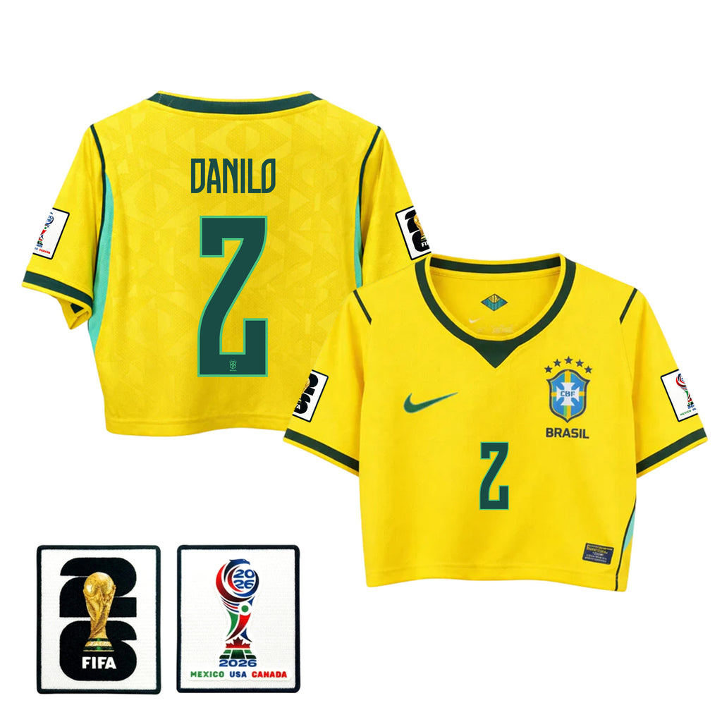 Danilo 2 Brazil 2026 Home Women's Cropped Jersey - Yellow