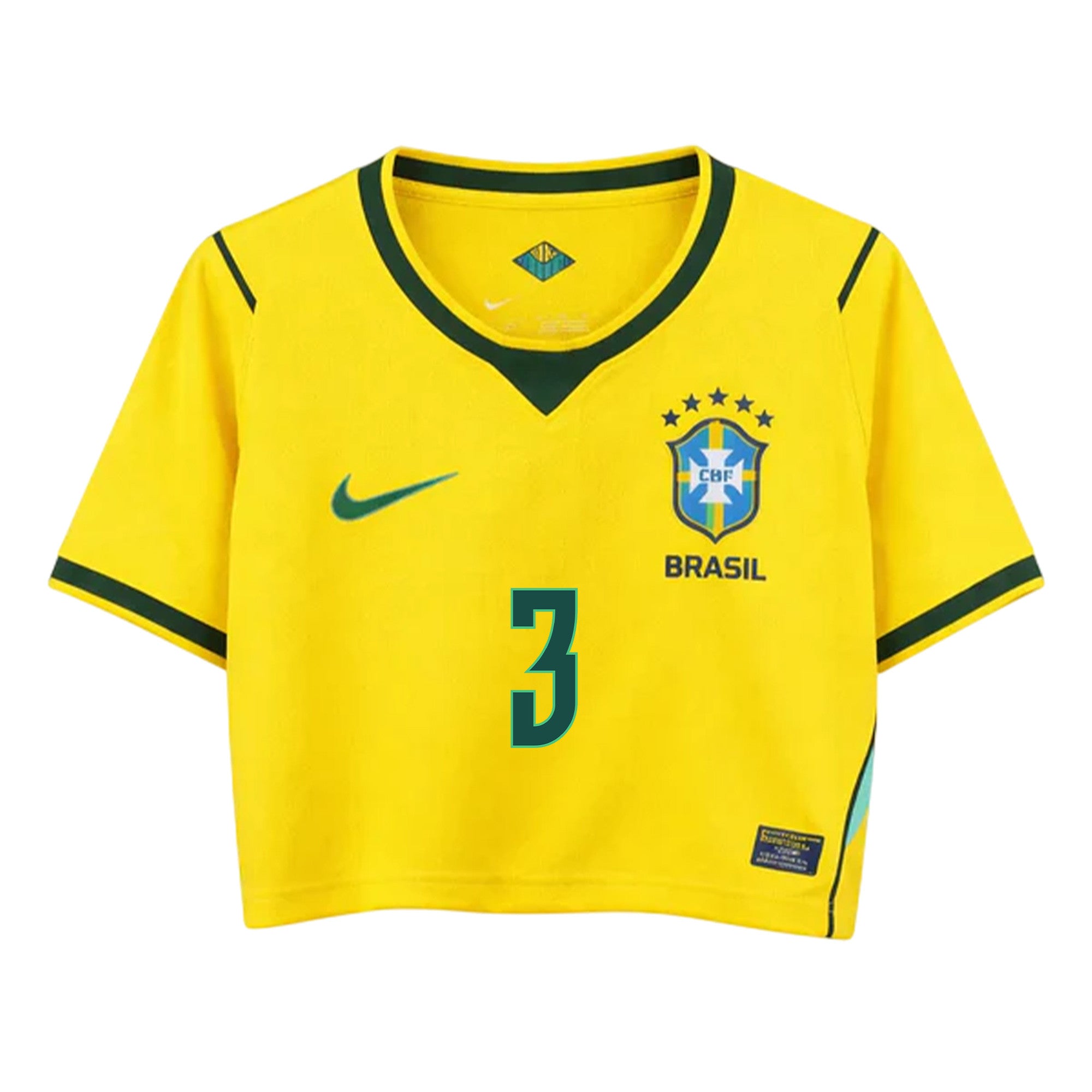 Éder Militão 3 Brazil 2026 Home Women's Cropped Jersey - Yellow
