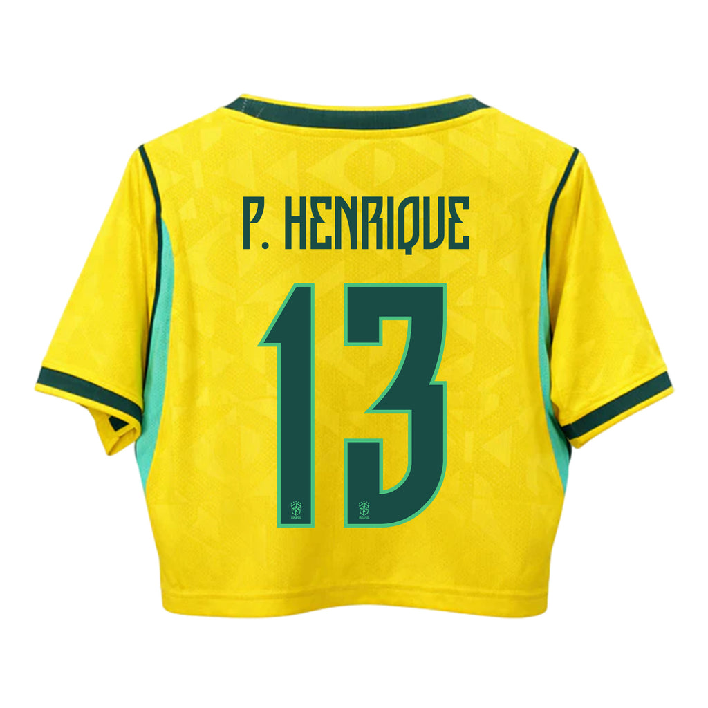 Paulo Henrique 13 Brazil 2026 Home Women's Cropped Jersey - Yellow