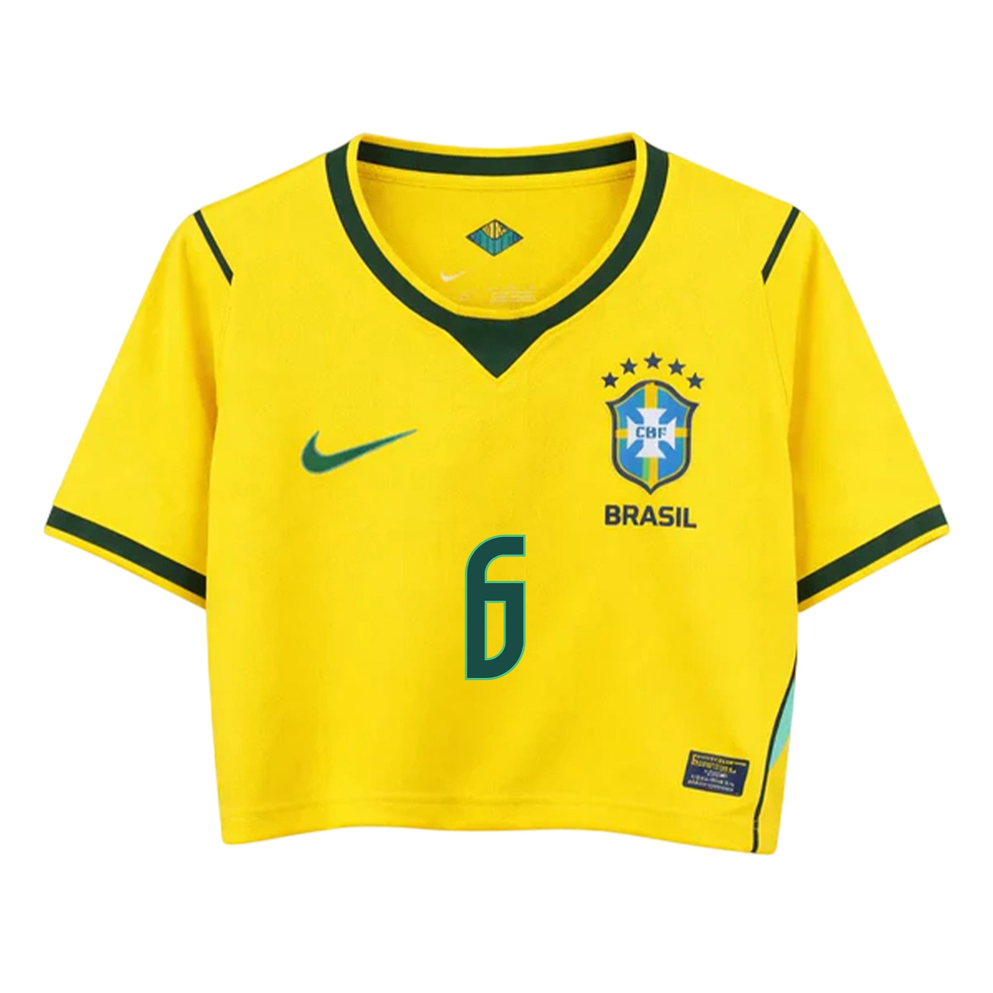 Luciano Juba 6 Brazil 2026 Home Women's Cropped Jersey - Yellow