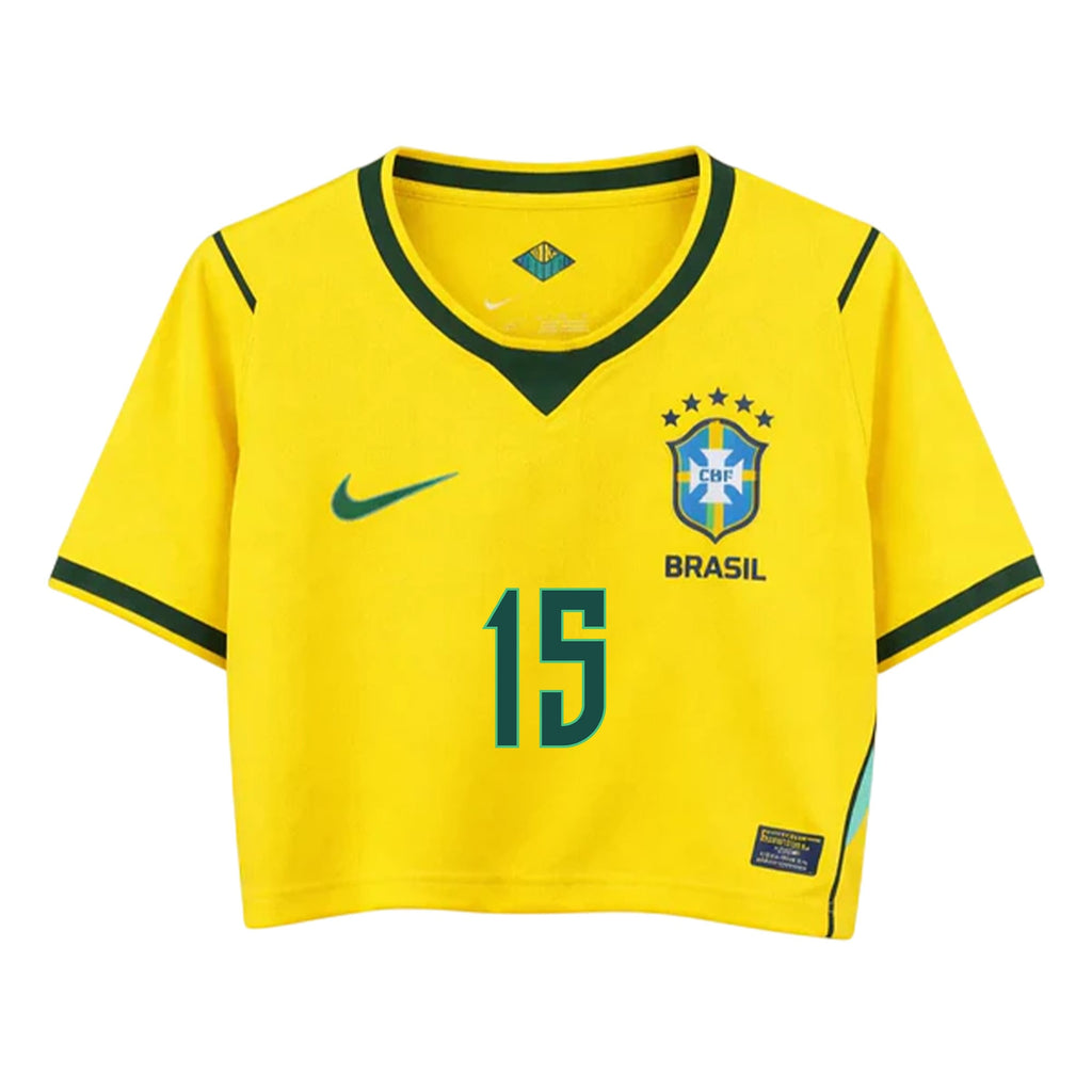 Fabinho 15 Brazil 2026 Home Women's Cropped Jersey - Yellow