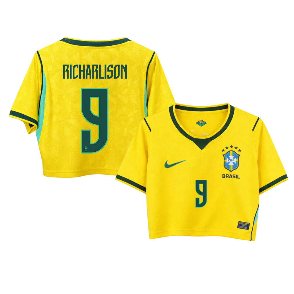 Richarlison 9 Brazil 2026 Home Women's Cropped Jersey - Yellow