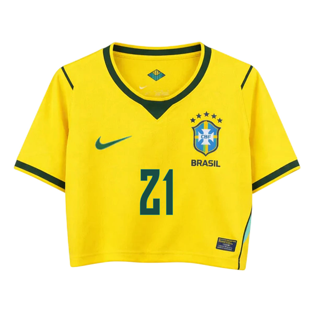 Luiz Henrique 21 Brazil 2026 Home Women's Cropped Jersey - Yellow