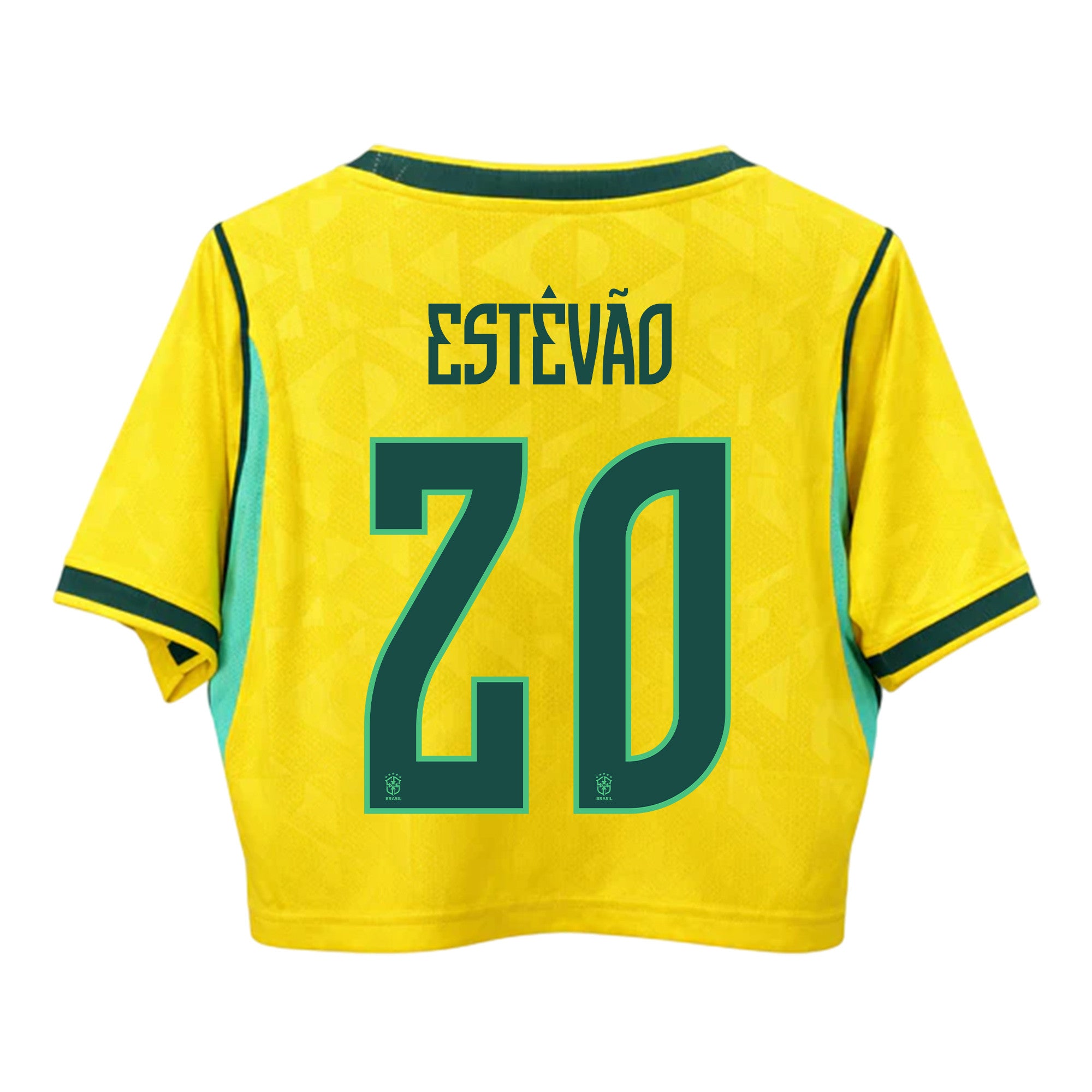 Estêvão 20 Brazil 2026 Home Women's Cropped Jersey - Yellow
