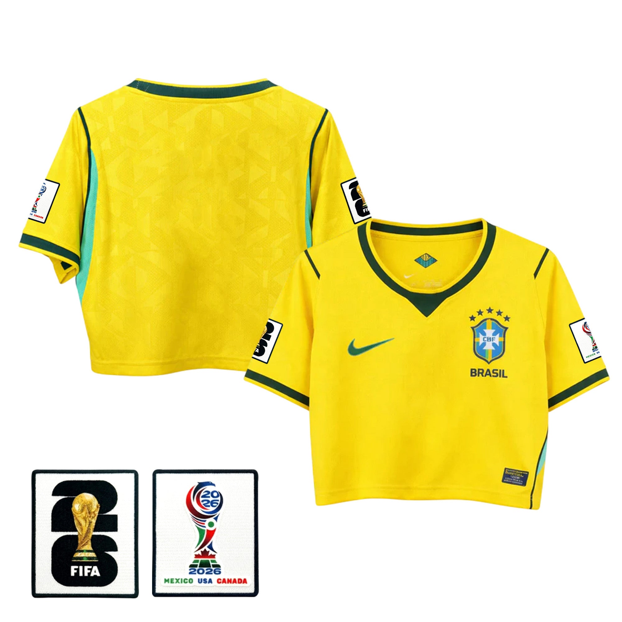 Brazil 2026 Home Women's Cropped Jersey - Yellow