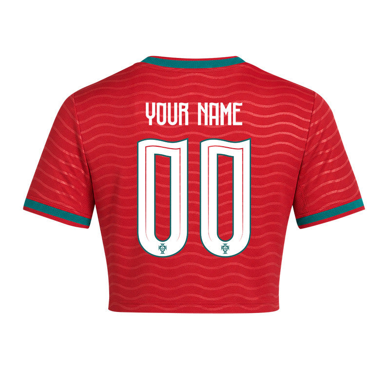 Portugal 2026 Home Personalized Women's Cropped Jersey - Red