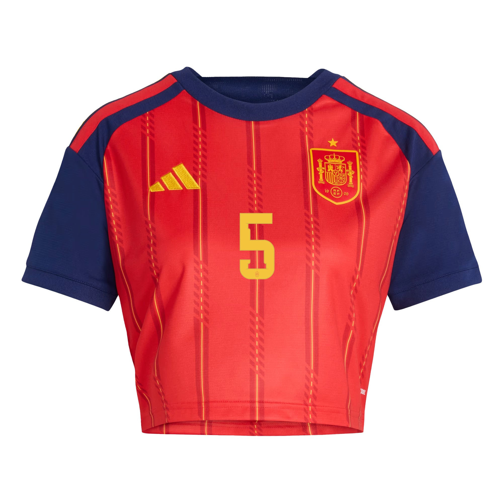 Pau Cubarsí 5 Spain 2026 Home Women's Cropped Jersey - Red