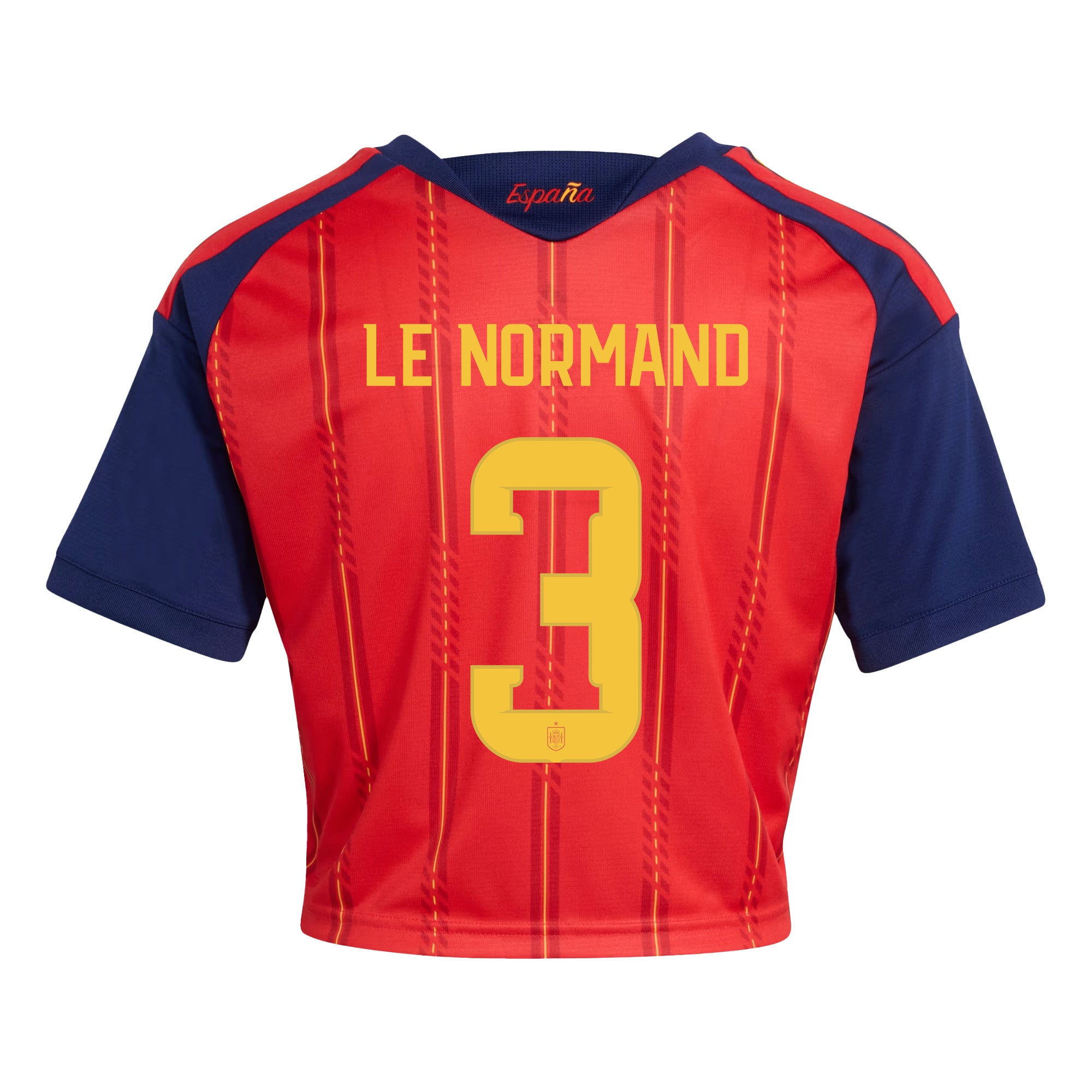 Robin Le Normand 3 Spain 2026 Home Women's Cropped Jersey - Red