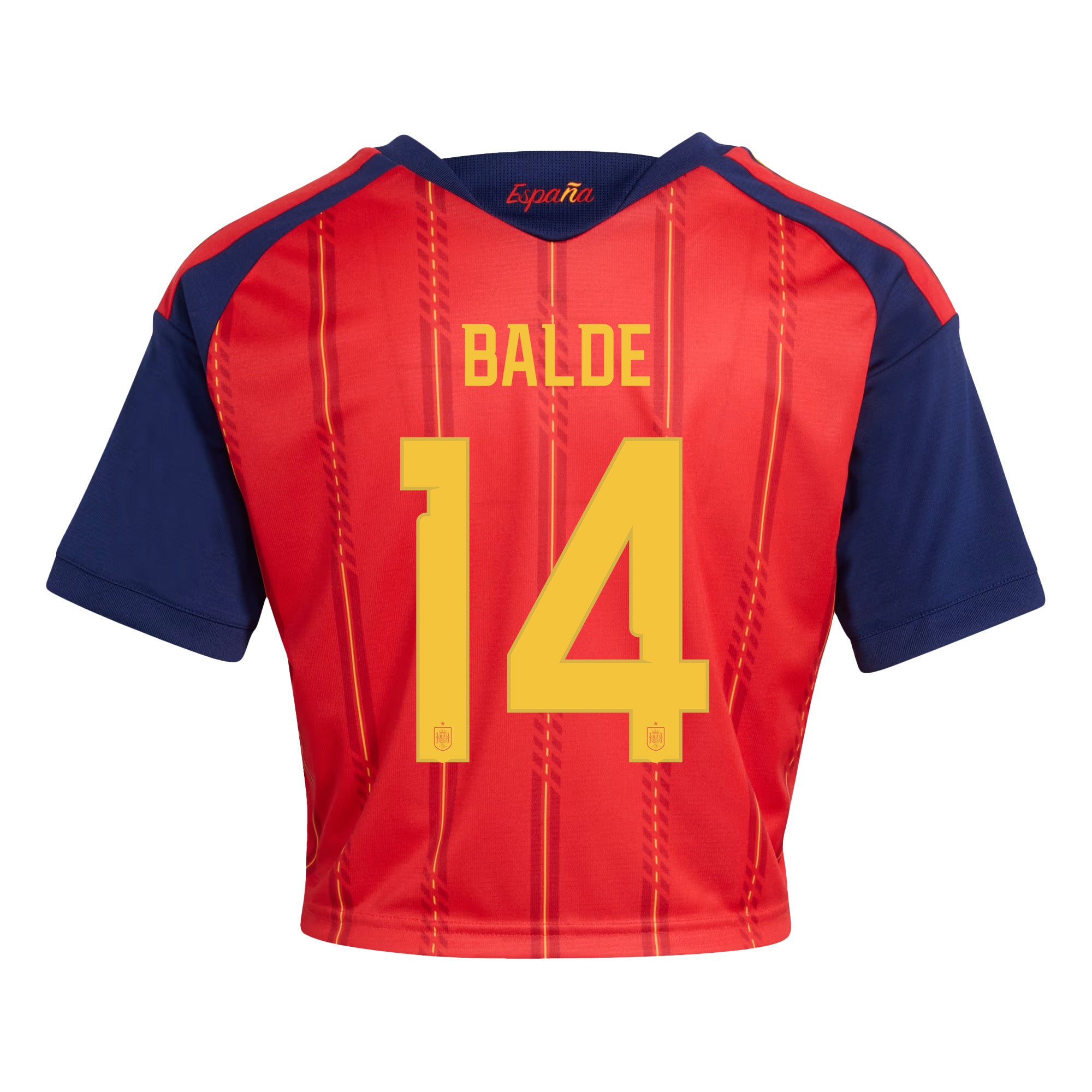 Alejandro Balde 14 Spain 2026 Home Women's Cropped Jersey - Red