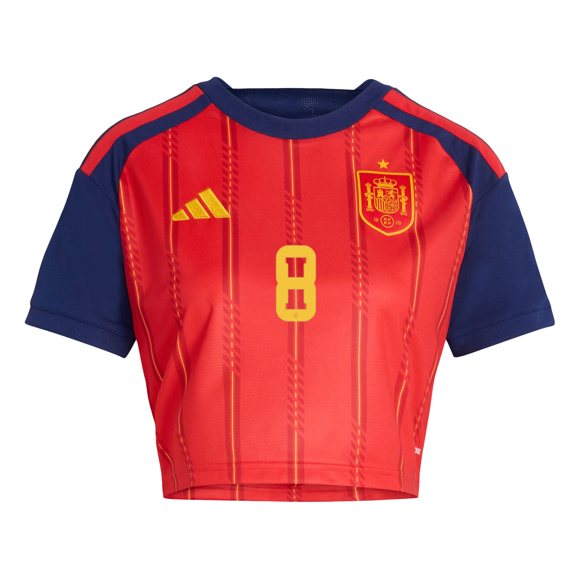 Pedri 8 Spain 2026 Home Women's Cropped Jersey - Red