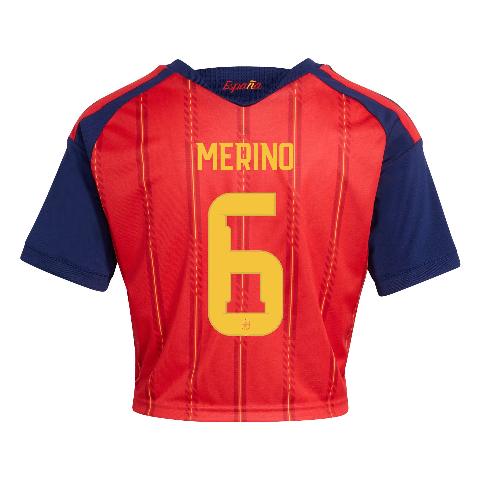 Mikel Merino 6 Spain 2026 Home Women's Cropped Jersey - Red