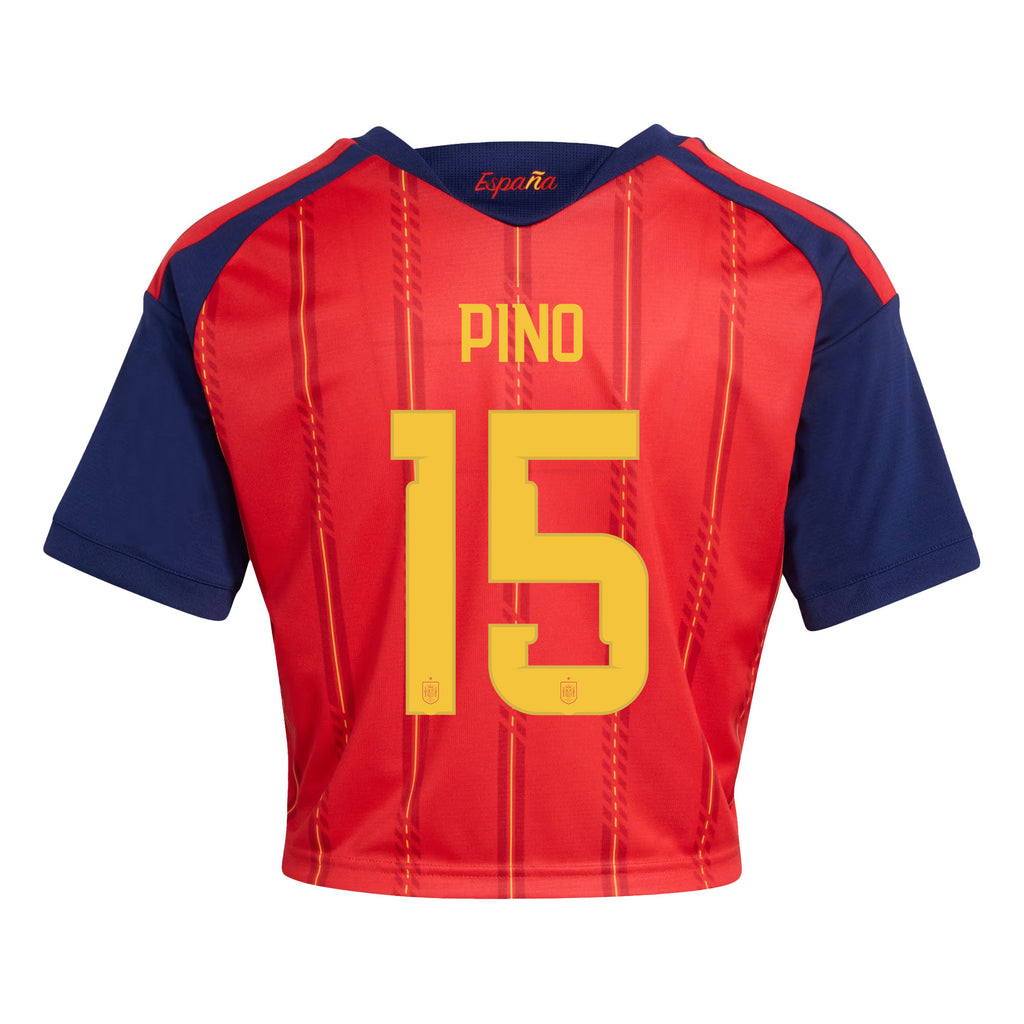Yeremy Pino 15 Spain 2026 Home Women's Cropped Jersey - Red