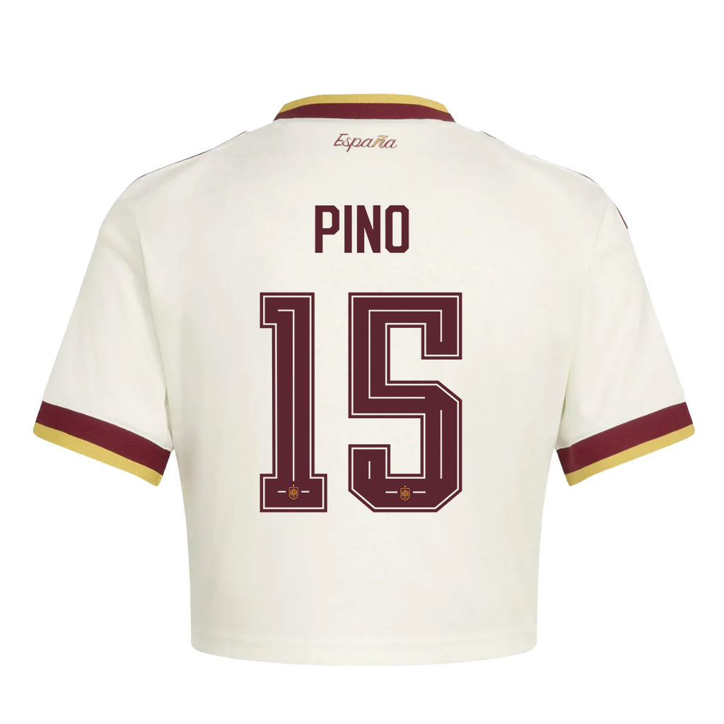 Yeremy Pino 15 Spain 2026 Away Women's Cropped Jersey - White