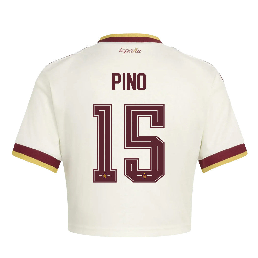 Yeremy Pino 15 Spain 2026 Away Women's Cropped Jersey - White