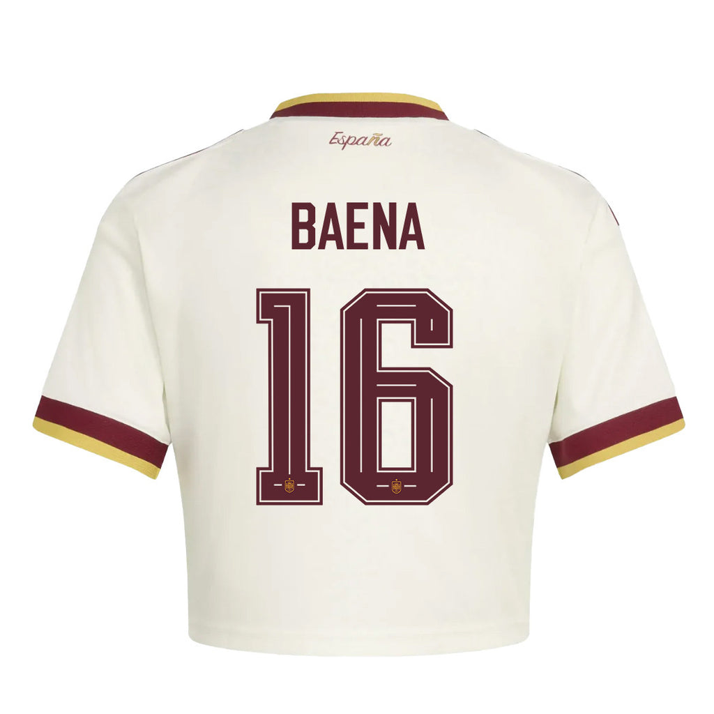 Alex Baena 16 Spain 2026 Away Women's Cropped Jersey - White