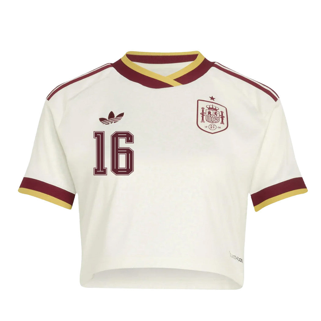 Alex Baena 16 Spain 2026 Away Women's Cropped Jersey - White