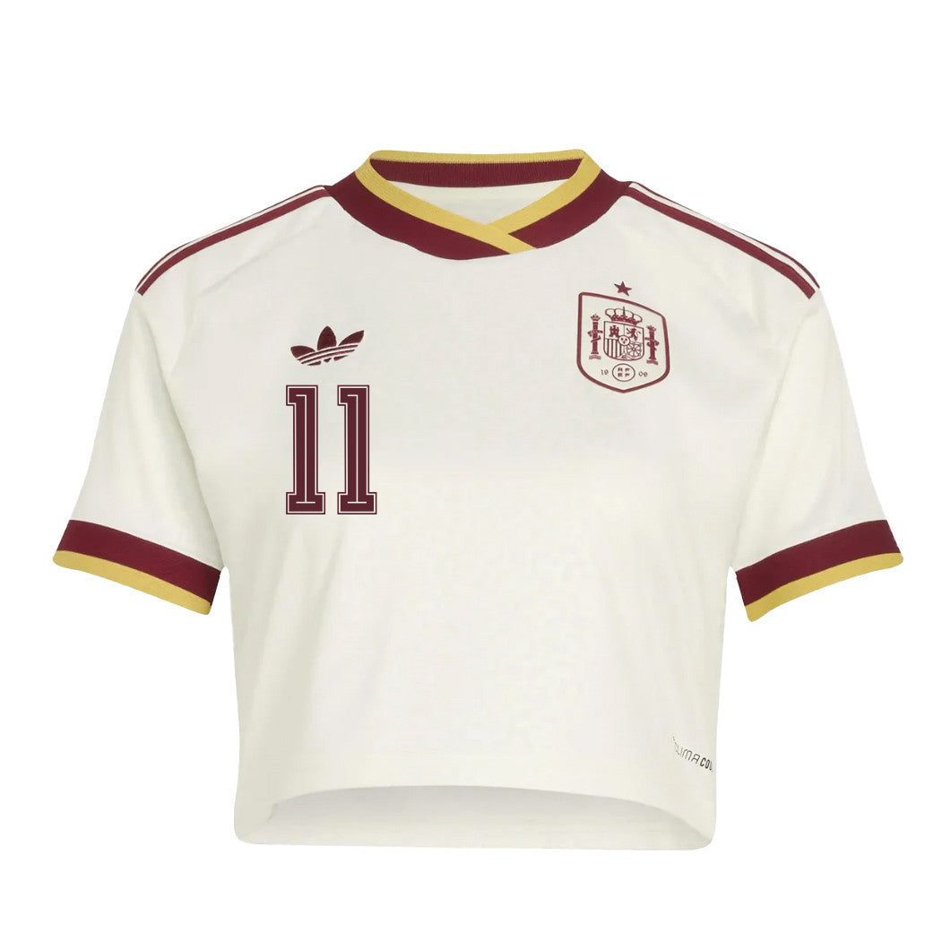 Ferran Torres 11 Spain 2026 Away Women's Cropped Jersey - White
