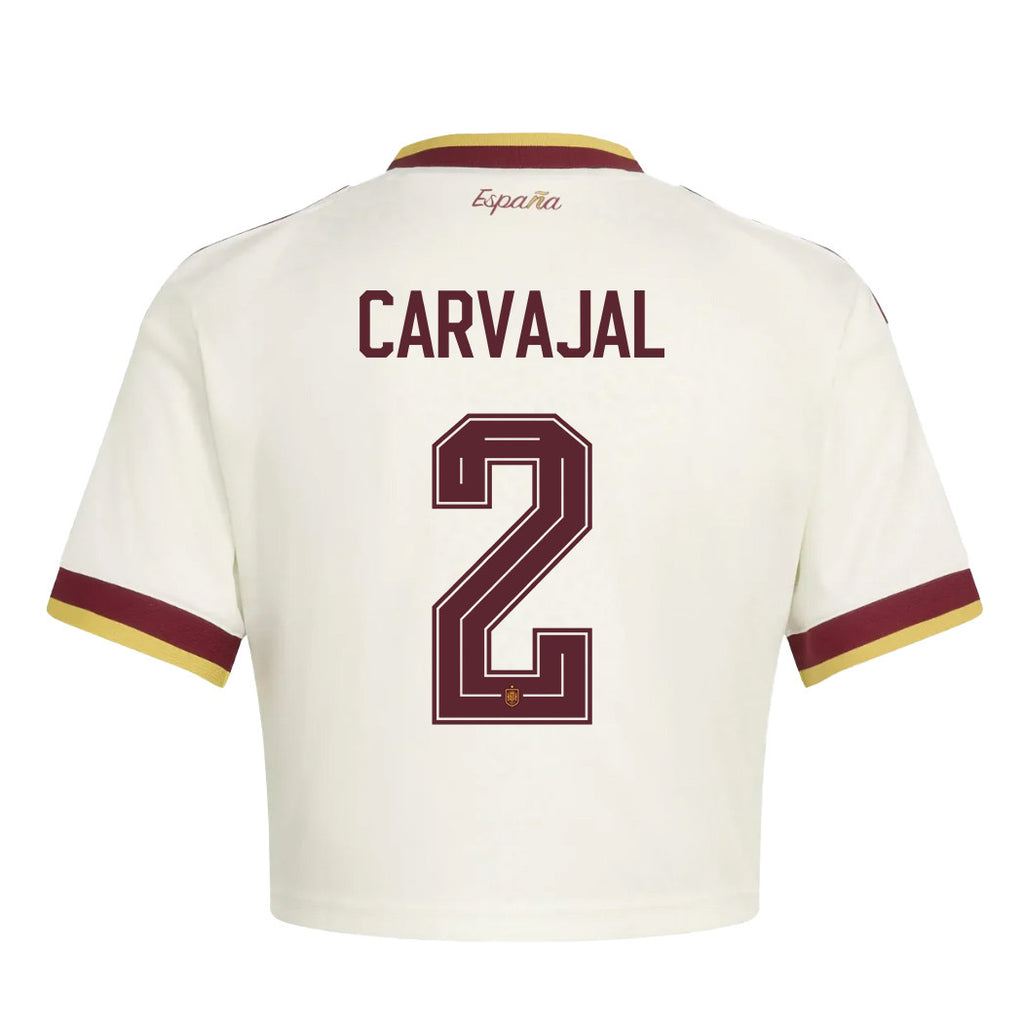 Dani Carvajal 2 Spain 2026 Away Women's Cropped Jersey - White