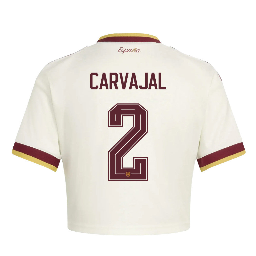 Dani Carvajal 2 Spain 2026 Away Women's Cropped Jersey - White