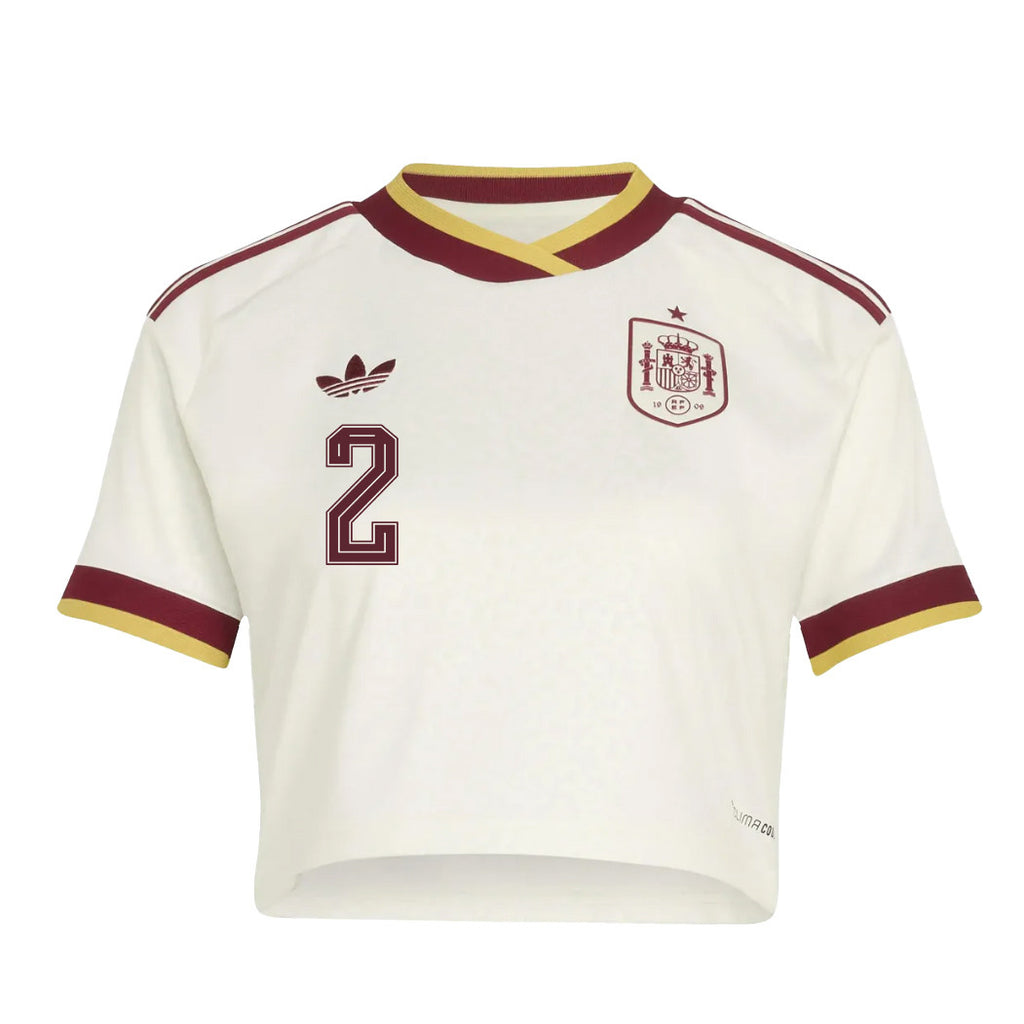 Dani Carvajal 2 Spain 2026 Away Women's Cropped Jersey - White