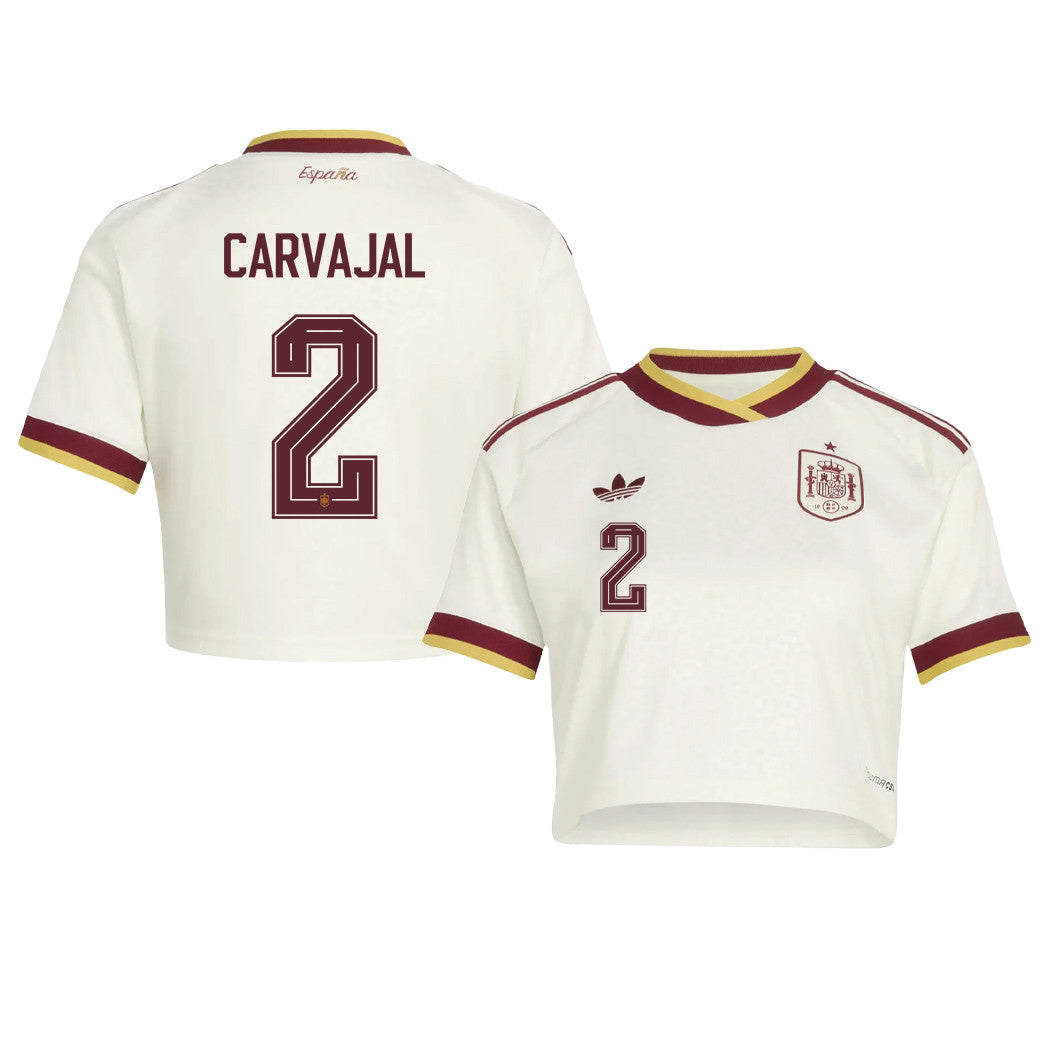 Dani Carvajal 2 Spain 2026 Away Women's Cropped Jersey - White