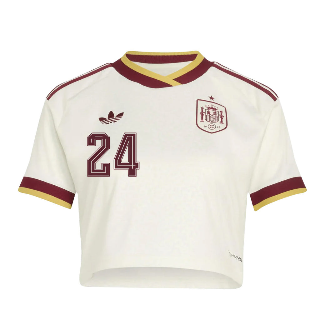 Marc Cucurella 24 Spain 2026 Away Women's Cropped Jersey - White
