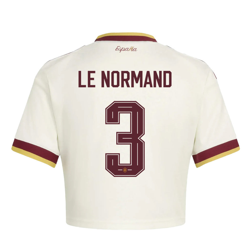 Robin Le Normand 3 Spain 2026 Away Women's Cropped Jersey - White