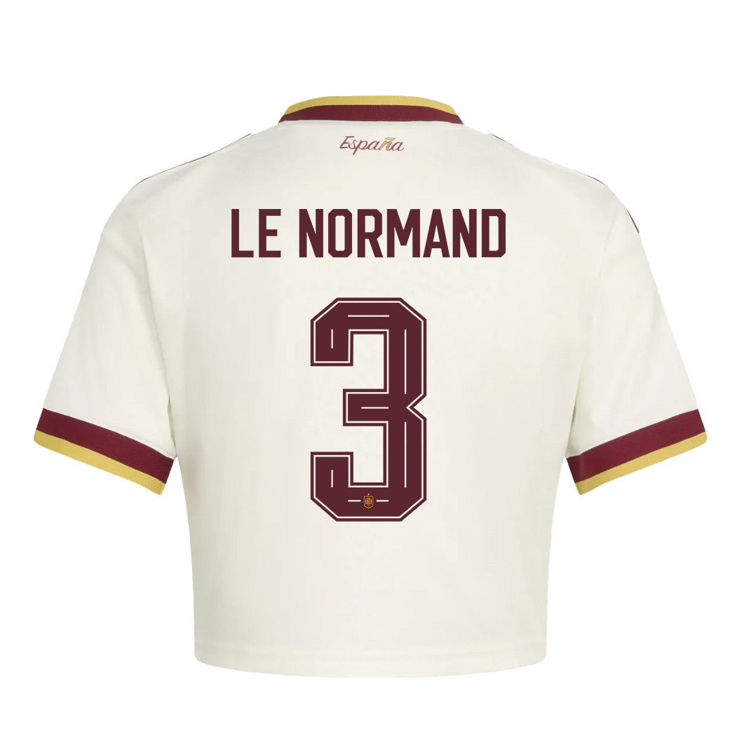 Robin Le Normand 3 Spain 2026 Away Women's Cropped Jersey - White