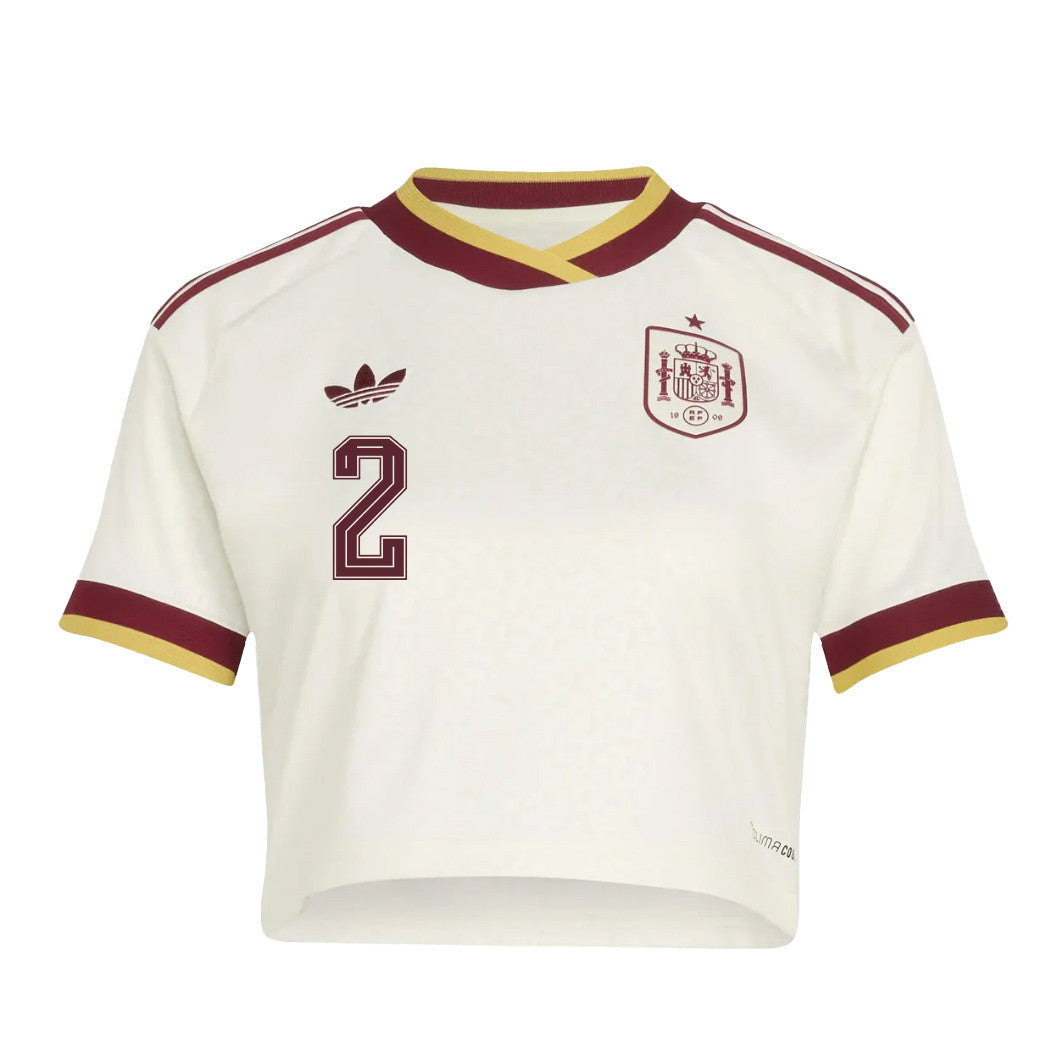 Pedro Porro 2 Spain 2026 Away Women's Cropped Jersey - White