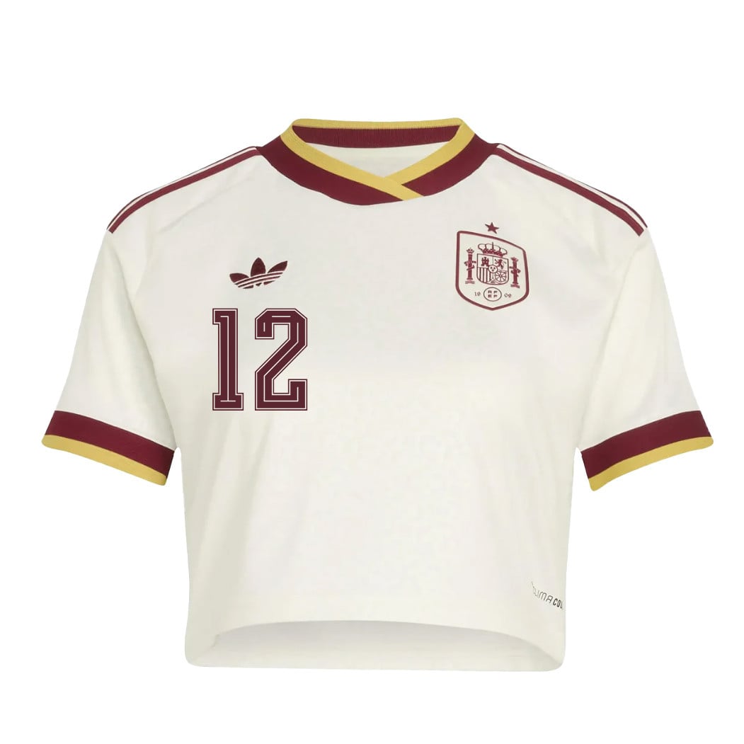 Álex Grimaldo 12 Spain 2026 Away Women's Cropped Jersey - White