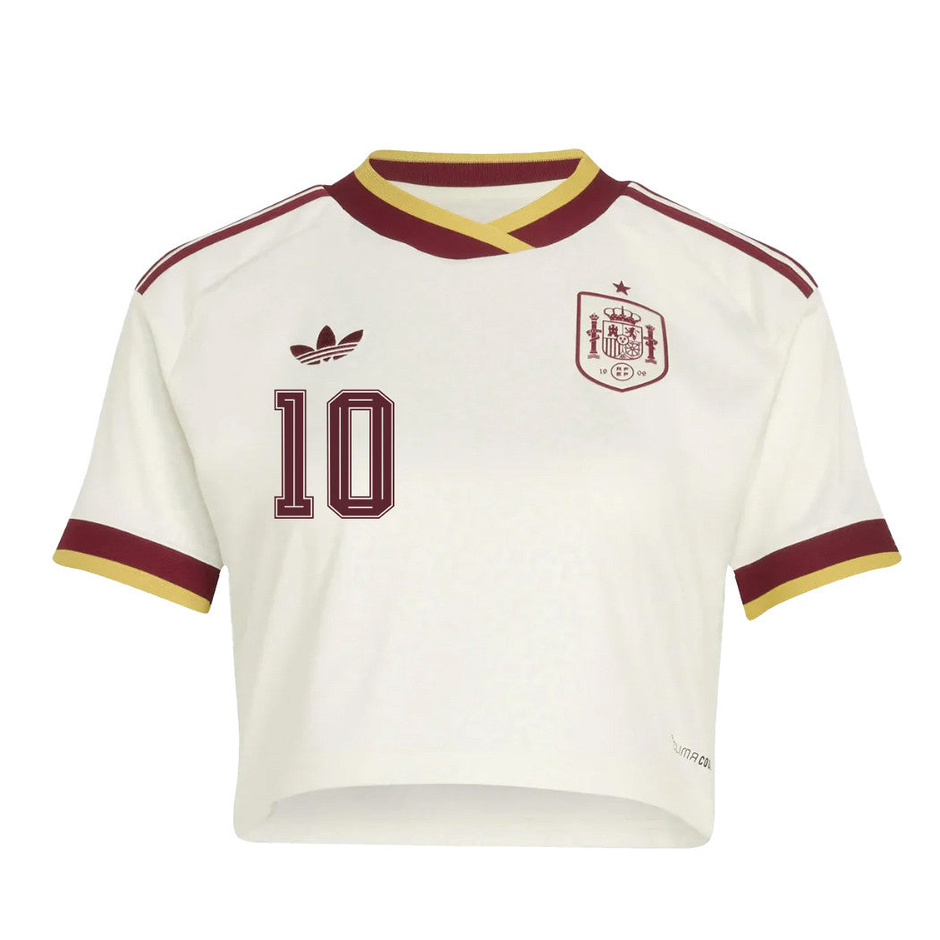 Dani Olmo 10 Spain 2026 Away Women's Cropped Jersey - White