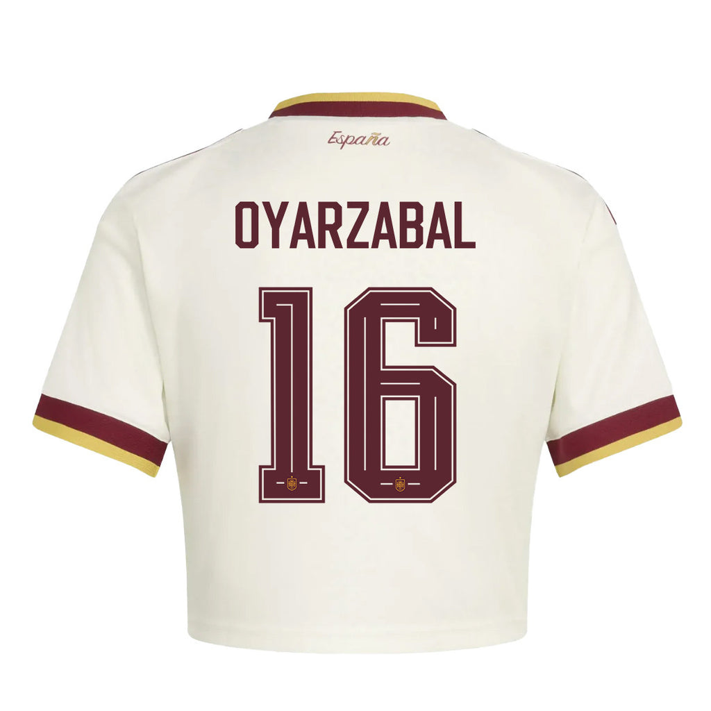 Mikel Oyarzabal 16 Spain 2026 Away Women's Cropped Jersey - White