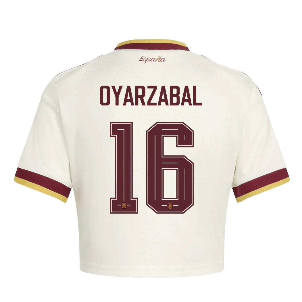 Mikel Oyarzabal 16 Spain 2026 Away Women's Cropped Jersey - White