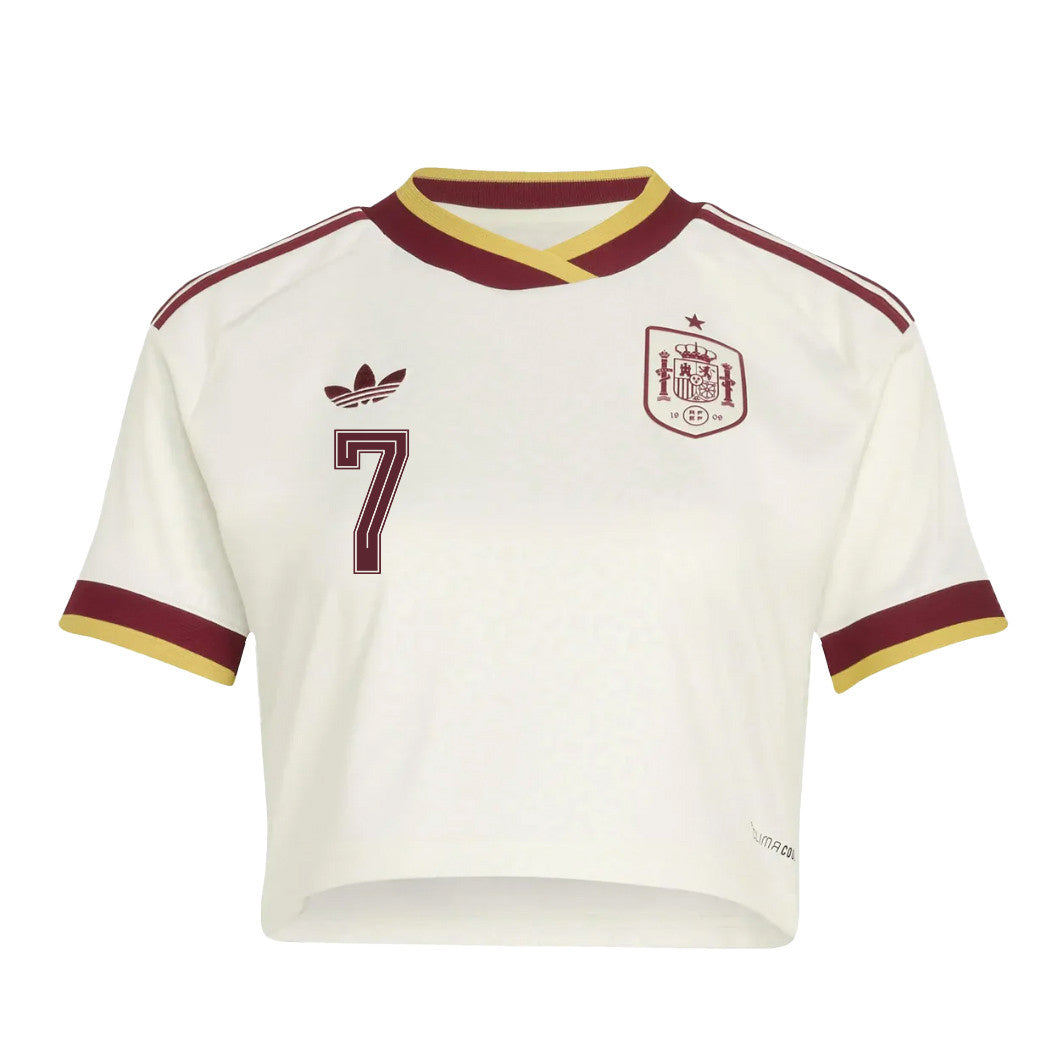 Álvaro Morata 7 Spain 2026 Away Women's Cropped Jersey - White