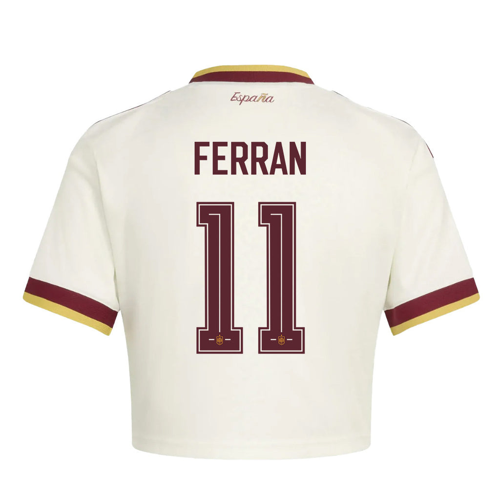 Ferran Torres 11 Spain 2026 Away Women's Cropped Jersey - White