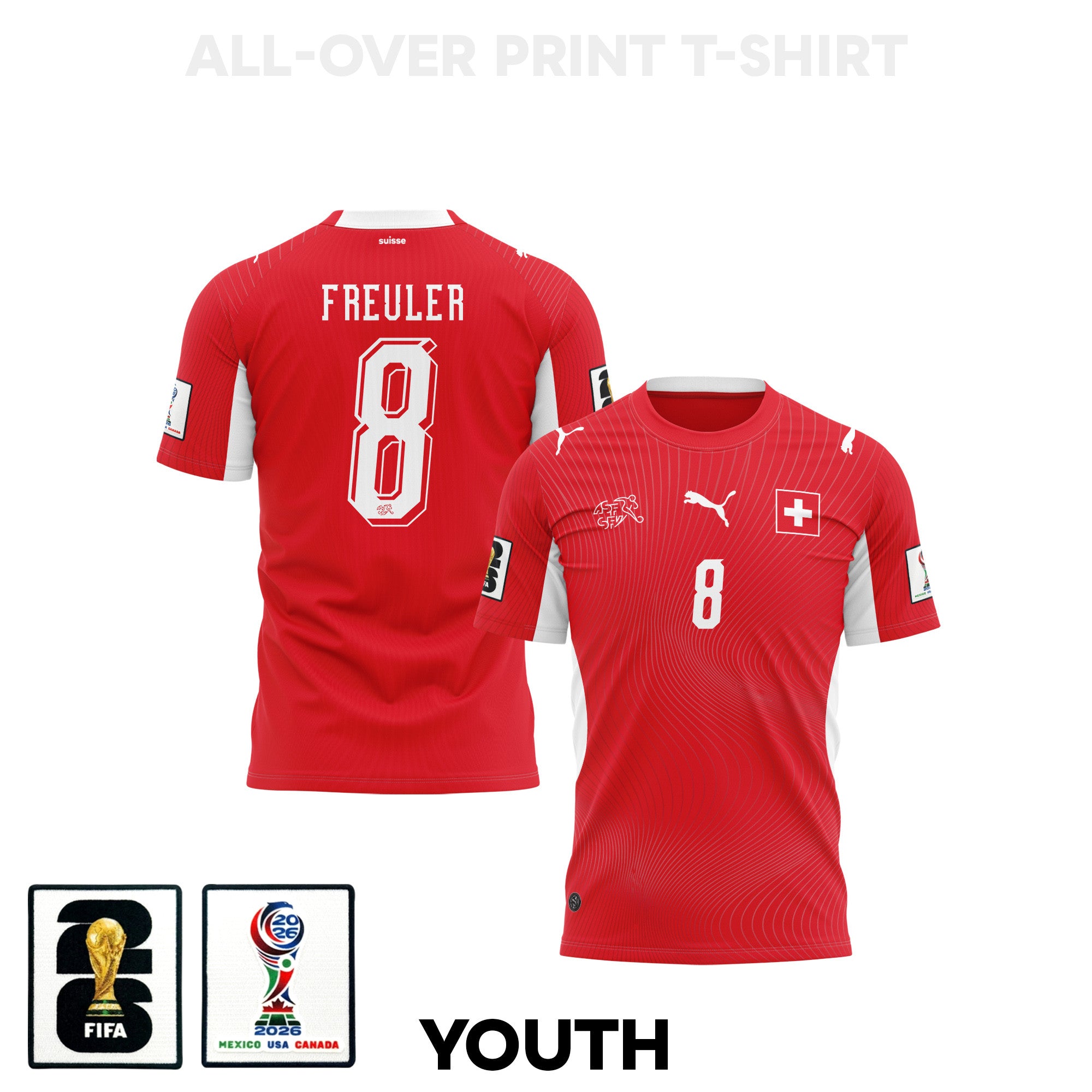 Remo Freuler 8 Youth Switzerland 2026 Home 3D T-shirt Fully Printed – Red